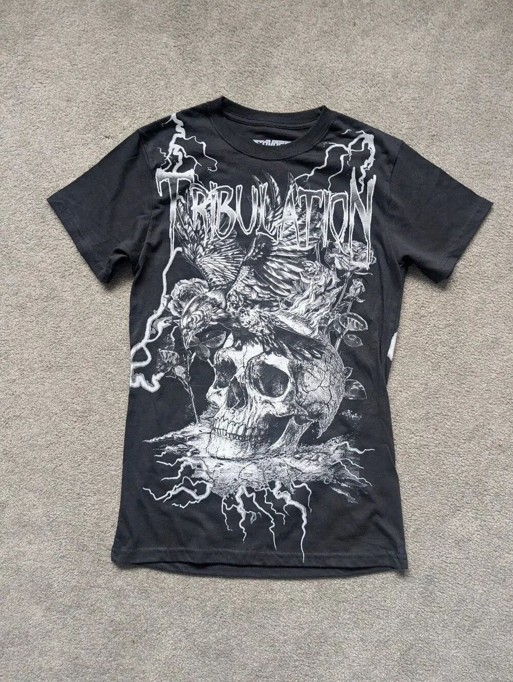 Savage Crew Skull Fitted Tee Black/White Tee/T Shirt (S)